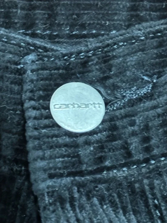 Carhartt WIP Black Corduroy Straight-Leg Pants with Logo Patch - Picture 4 of 7